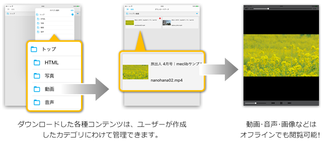 コンテンツはカテゴリに分けて管理できます